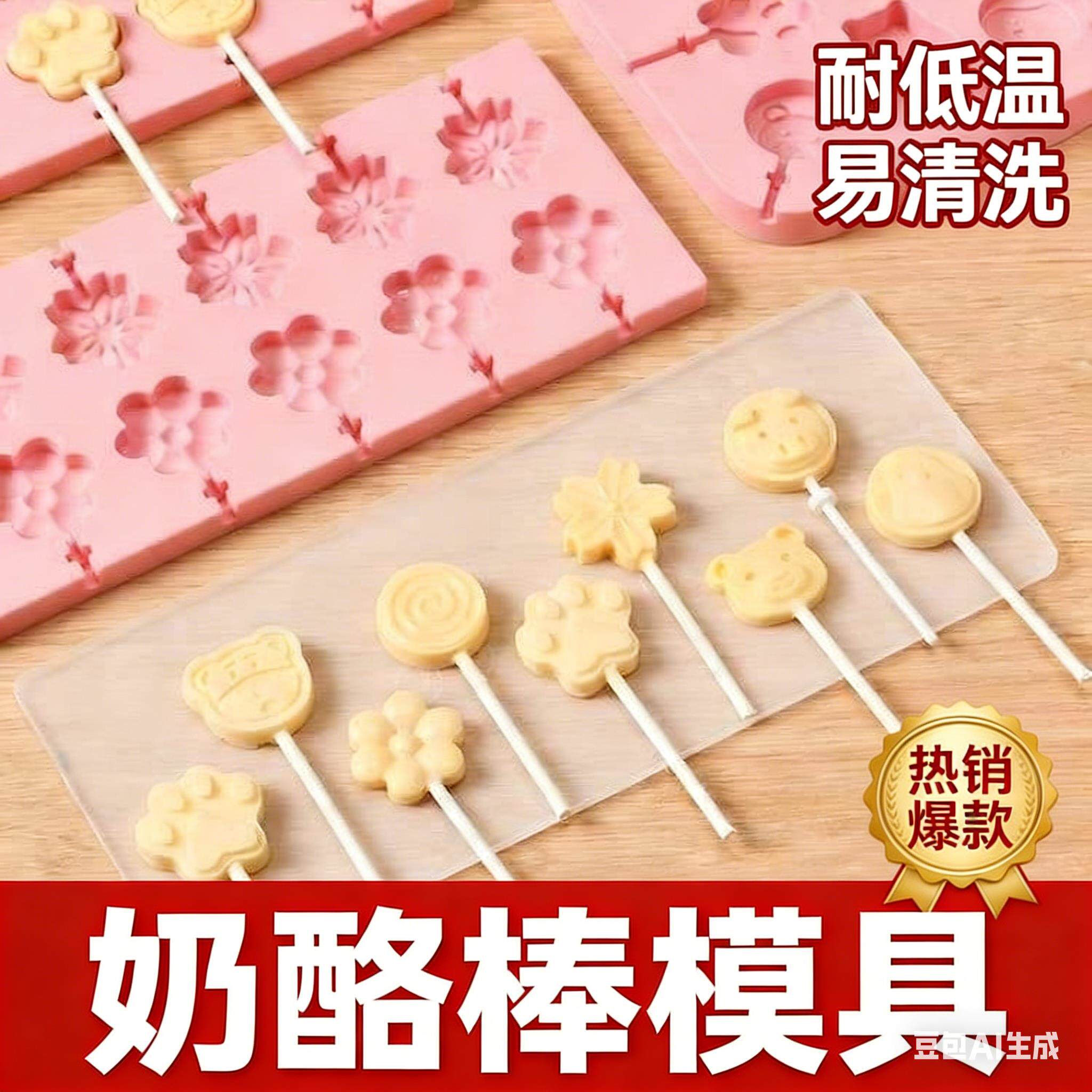 卡通手工棒棒糖模具山楂棒巧克力棒棒糖硅胶模具耐高温不粘易脱模