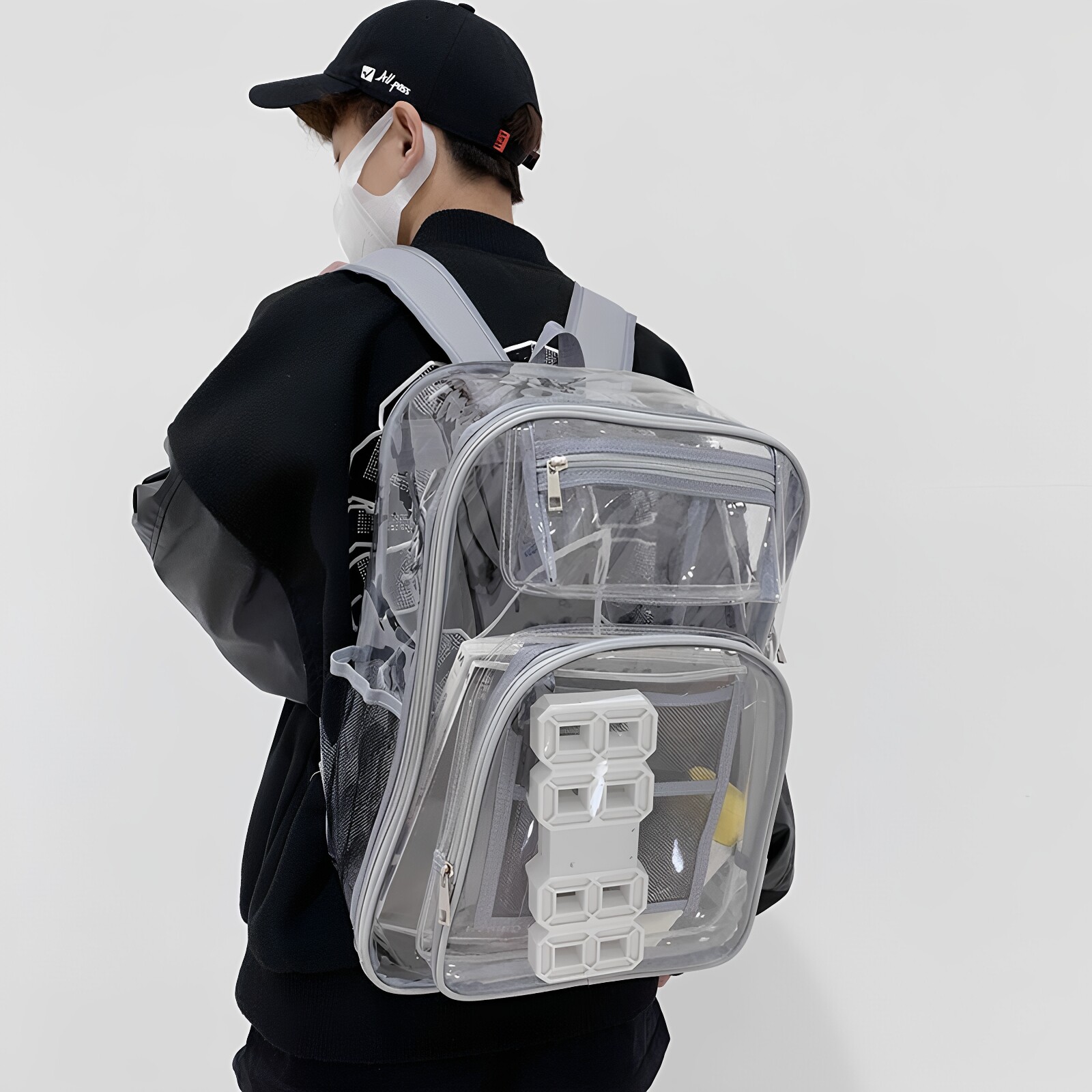 Transparent backpack for male high school students school bag PVC dust-free plastic bag for women waterproof gym bag swimming storage backpack
