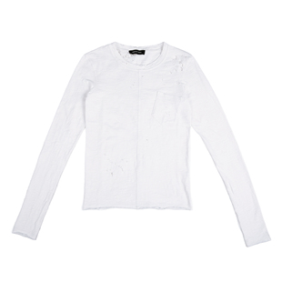 T恤破洞打底衫 百搭长袖 黑白设计竹节面料 2025年春夏新款 FMT线上