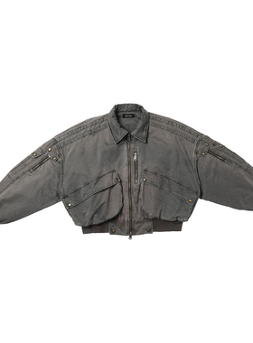 FMT 25SS秋冬设计款宽松短款做旧水洗bomber棉服加厚夹克外套男女