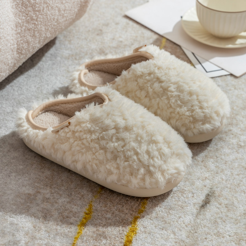 棉拖鞋女士秋冬季室内居家毛绒家用软底情侣保暖防滑简约地板拖男