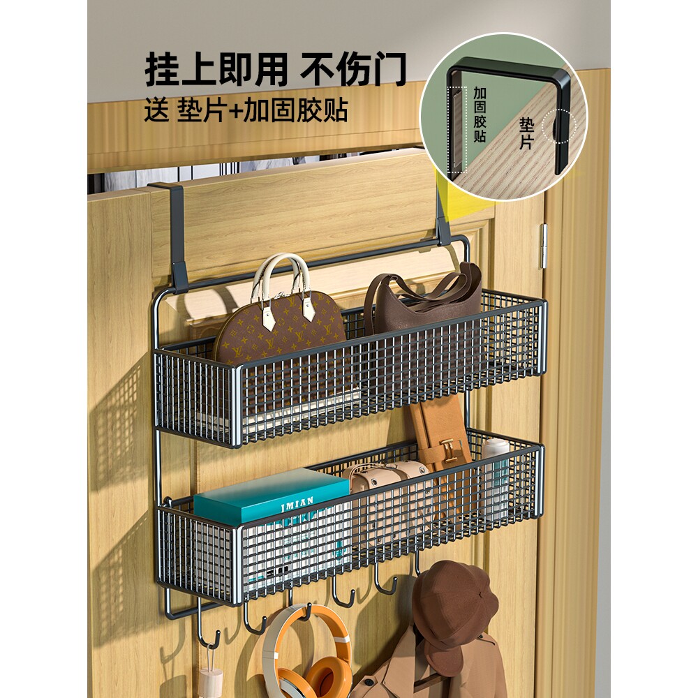门后挂钩玄关衣帽壁挂墙上收纳置物架免打孔卧室衣柜侧挂衣架