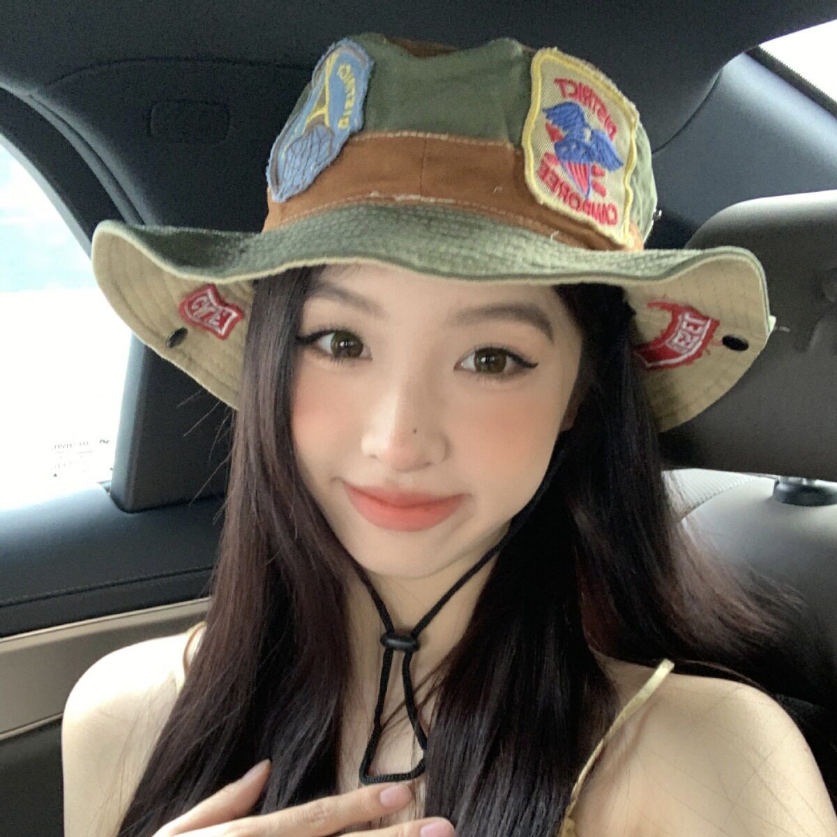 户外防晒遮阳渔夫帽美式复古登山帽拼接贴布西部牛仔帽女