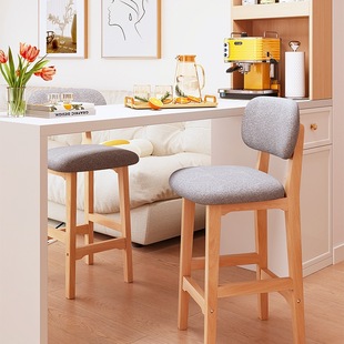 吧台椅家用吧椅实木高脚凳前台商用椅子高靠背岛台凳子收银台吧凳
