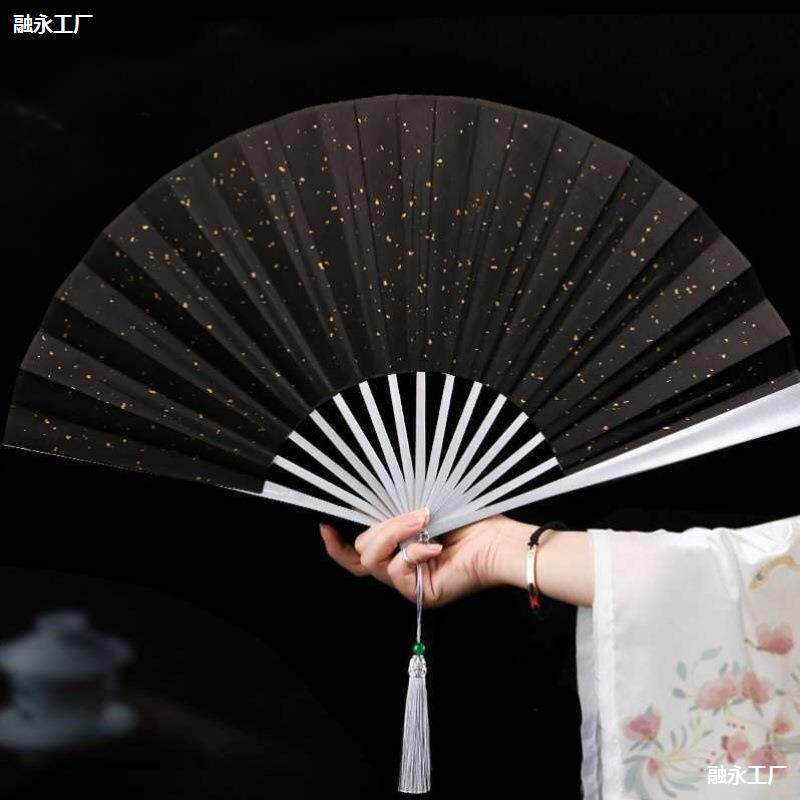 发古风防身武器扇子功夫折扇钛合金全纯金属铁男式款十寸风太辰