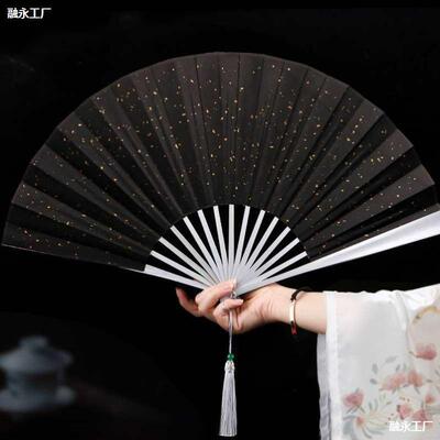 发古风防身武器扇子功夫折扇钛合金全纯金属铁男式款十寸风太辰