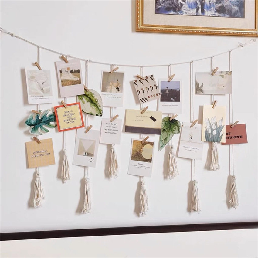 相册墙网红照片墙装饰彩色小木夹子diy装饰网格挂墙网红创意相片