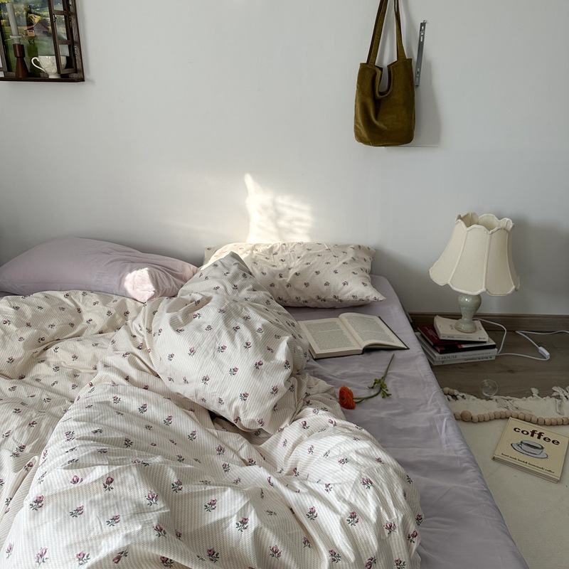 ins小清新棉法式田园风4件套裸色小碎花民宿公寓棉四件套E18