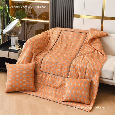 办公室午睡枕二合一夏季头靠枕靠垫折叠抱枕被子两用空调被汽车载