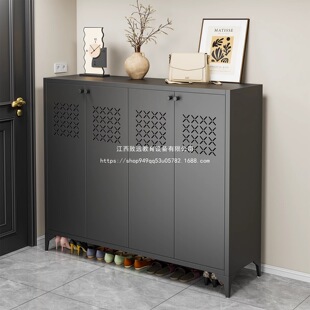 新款家用入户钢制鞋柜透气门口玄关靠墙入门门外楼道走廊一体鞋架