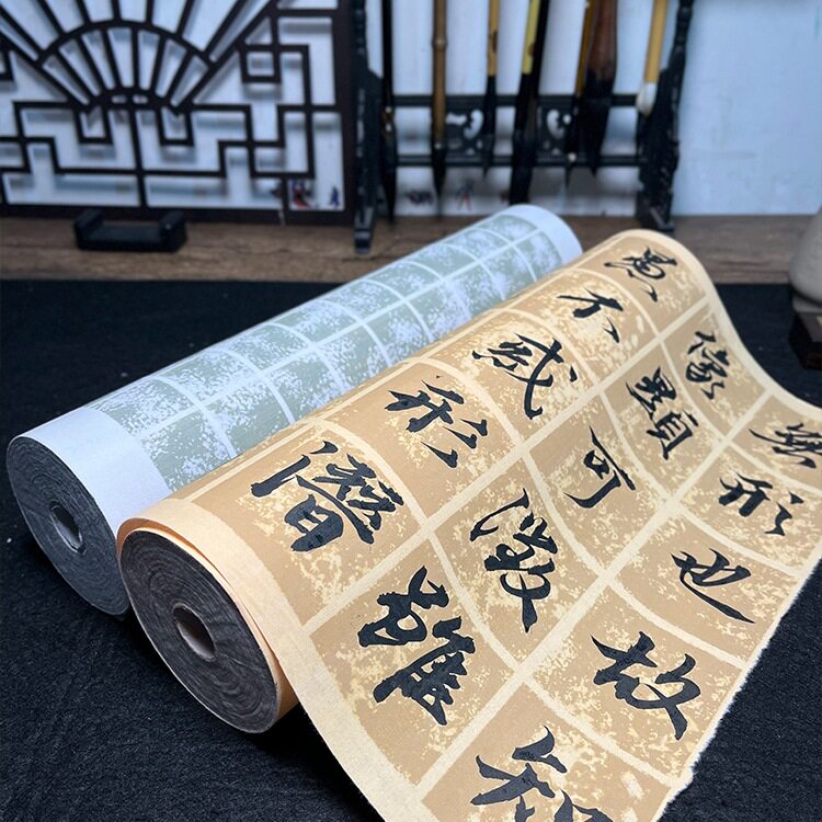 宣纸蜡染拓片格子长卷加厚半生半熟复古书法纸小楷方格竖格