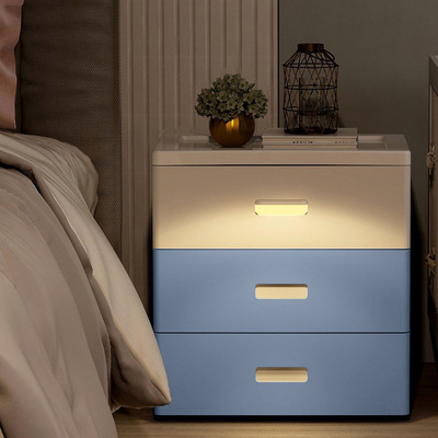 床头加厚抽屉式收纳柜创意婴儿童衣柜玩具储物柜子多层夹缝置物架