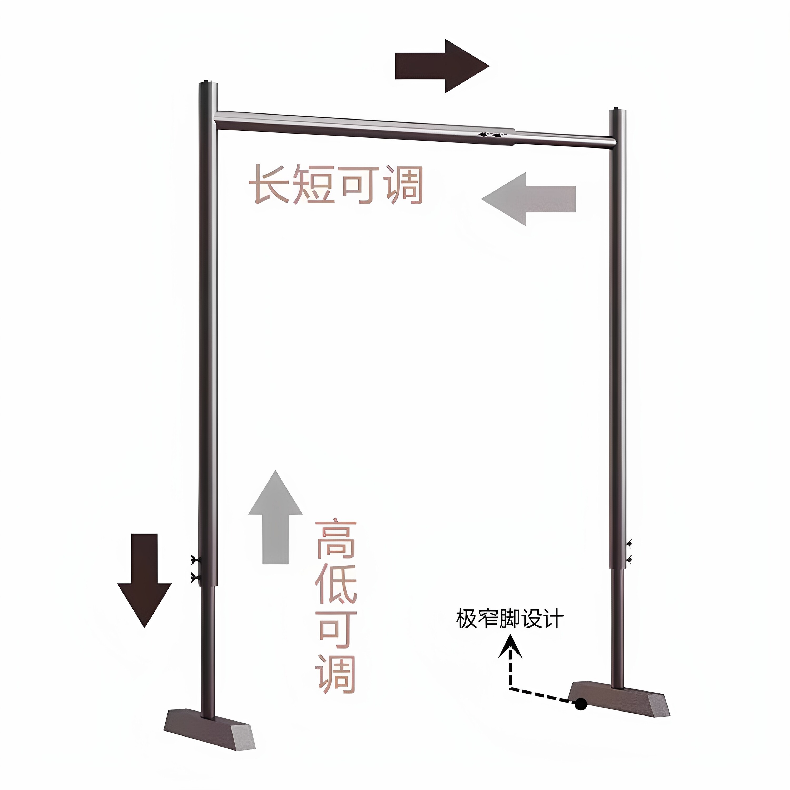 小型简易阳台极窄夹缝挂衣杆可调节伸缩升降落地晾衣架落地挂衣架