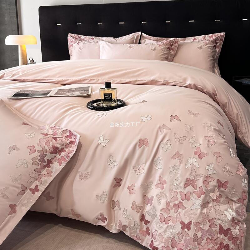 0纯棉床单被套感家纺高级全棉四件套南通轻奢10床上用品新款刺绣