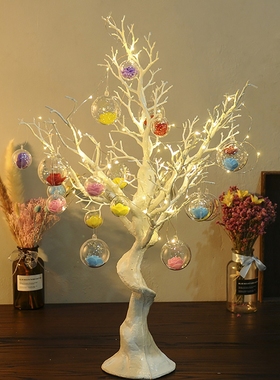 圣诞装饰摆件白色树许愿造型树桌面橱窗摆件商场装饰场景布置