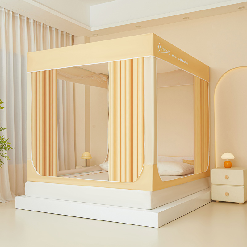 蚊帐家用2025新款遮光床帘一体式135x190卧室1米35床防摔2米x2米