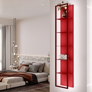 意式轻奢收纳架悬挂墙式壁柜置物架发光灯带隔板柜吊柜书柜展示柜