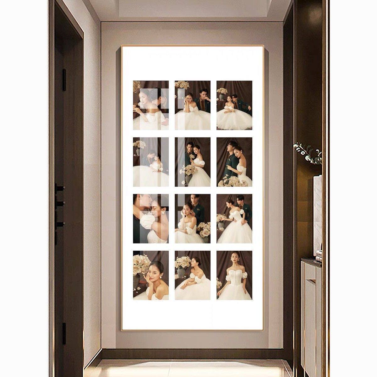 结婚照相框情侣写真钉制多宫格婚纱照放大挂墙玄关客厅装饰画
