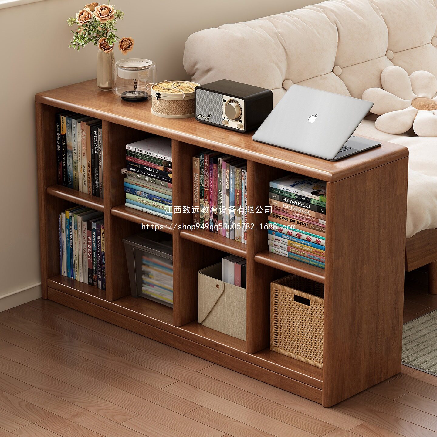 复古实木格子柜书柜置物柜柜收纳储物柜一体榫卯家用落地矮柜子