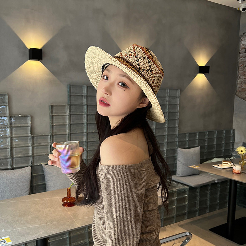 可折叠草帽女夏遮阳防晒海边日式沙滩度假法式新款时尚编织爵士帽