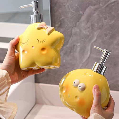 陶瓷乳液瓶肥皂盒洗手液按压分装式可爱酒店卫生间浴室沥水香皂碟