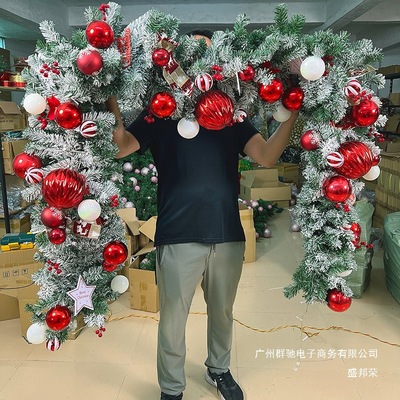 厂家直销圣诞藤条场景布置圣诞节装饰品花环毛条拱门圣诞树枝橱窗