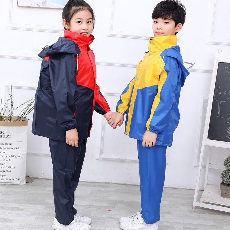 儿童带书包位时尚雨衣雨裤套装大童男童女童小学生分体宝宝振尾荣