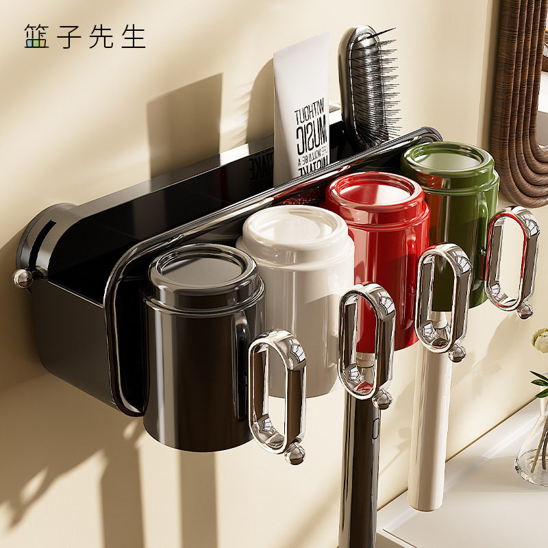 吸盘牙刷置物架壁挂式牙杯牙膏收纳架卫生间免打孔刷牙漱包邮