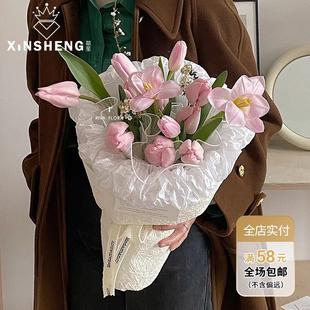 芯苼 纸花艺资材花店手工diy材料 石纹肌理纸褶皱创意鲜花花束包装