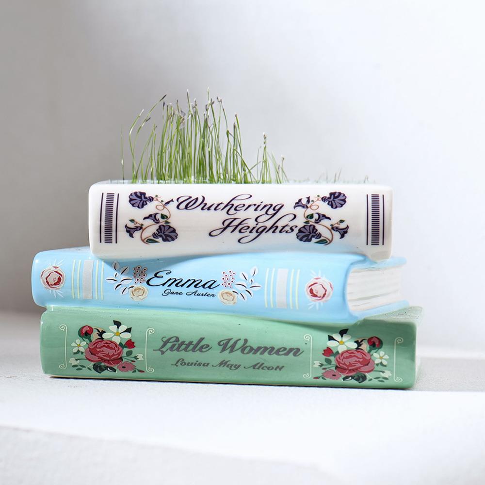 陶瓷书本花瓶陶瓷书本花盆仿真多肉客厅创意花瓶装饰书本陶瓷花盆