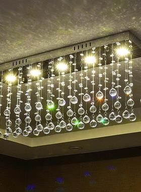 现代简约LED餐厅水晶过道灯长方形水晶吊灯鱼线吊灯吊线灯D5071