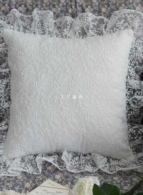 1VPR法式蕾丝抱枕套棉麻白色ins抱枕腰枕车内靠垫沙发卧室靠枕套