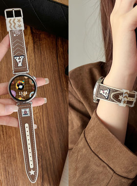 适用华为watch gt6手表带高端真皮watchgt5新款智能运动手表链watch4精致女表3pro女士腕表带2高级感女款专用