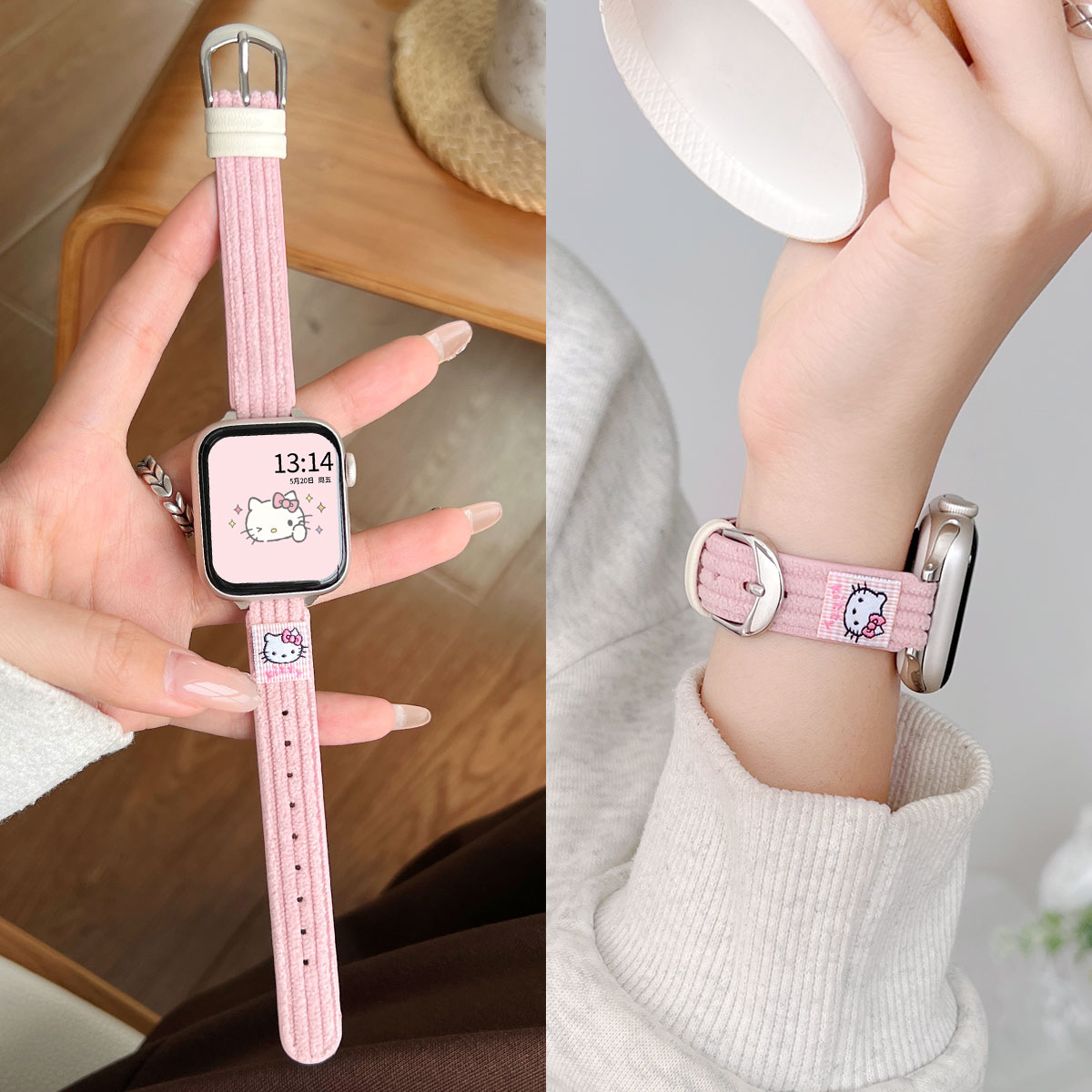 UHADA新款秋冬灯芯绒皮质手表带