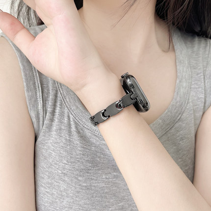 适用iwatchs9手表带金属s10夏季s8s7高级感苹果6手表链5新款小众iwatchse2手表带11夏天女款applewatchs9腕带
