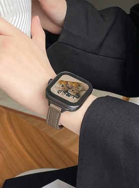 适用红米手表watch4/5/6手表带秋冬新款9pro智能手表链8手腕带女款真皮质磁吸小米redmiwatch4五代手表带女生