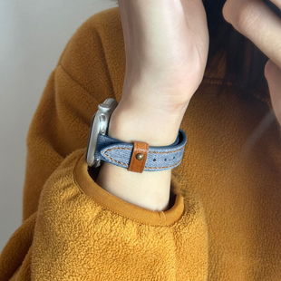 gt2智能手表链vivowatch5手环腕带iqoowatchgt女士真皮iqoo精钢版 watch vivo 适用vivowatchgt手表带牛仔女款