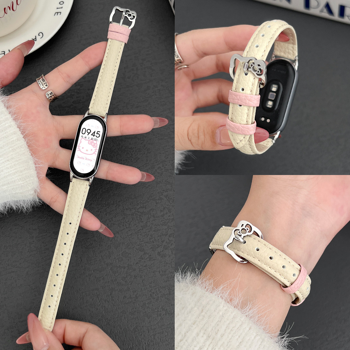 UHADA新款荔枝纹kt猫扣表带秋冬