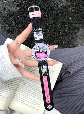 适用华为watchgt5/6手表带创意牛仔刺绣gt4腕表女士秋冬新款5pro真皮高级感watch4女款表链3智能运动电子女式