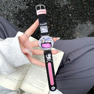 适用华为watchgt5/6手表带创意牛仔刺绣gt4腕表女士秋冬新款5pro真皮高级感watch4女款表链3智能运动电子女式