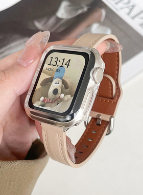 适用iwatchse表带皮质夏天s11/s10/s9苹果手表链s8s7s65手表带小香风applewatchse2保护壳创意女生高级软女款