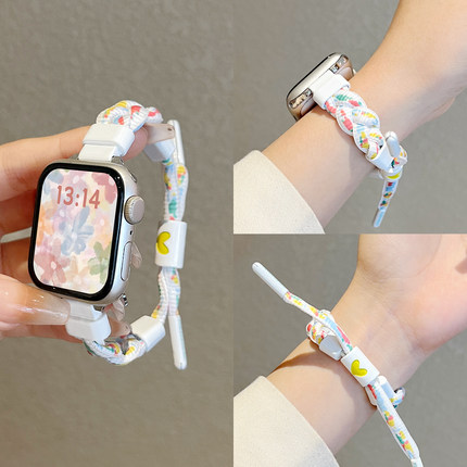 适用iwatchs10手表带编织手绳s9苹果手表链s8轻奢se女款系列手环applewatchs10腕带运动7高级感创意6小众可爱