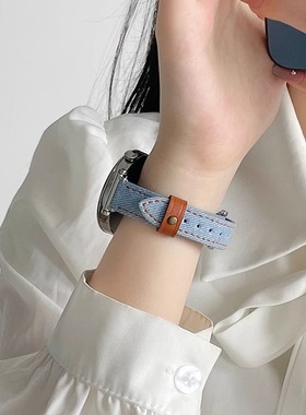 适用华为watchgt4手表带系列gt5/6新款牛仔女士3腕表watch4智能手表链3pro女款表链41mm真皮女式2高级感1荣耀