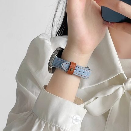 适用华为watchgt4手表带系列gt5新款牛仔女士gt3腕表watch4智能手表3pro女款表链41mm真皮女式gt2高级感1荣耀