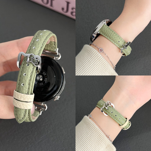 UHADA新款皮质荔枝纹kt猫扣表带