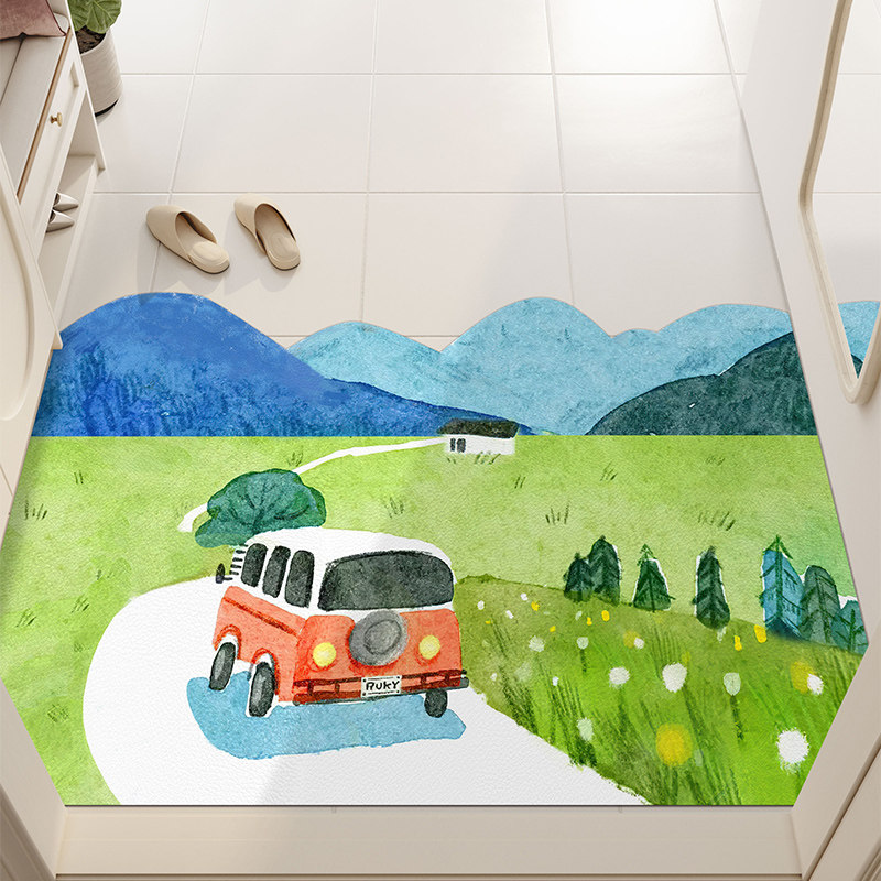 田园治愈皮革门口进门地垫防滑耐脏免洗脚垫玄关可擦地毯家用可裁,居家布艺,家用脚垫,淘宝优惠券,粉丝福利购,淘宝优惠卷