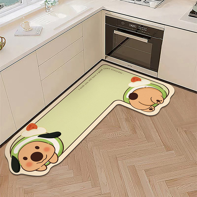卡通厨房专用地垫L型pvc皮革脚垫子防滑防油防水可擦免洗耐脏地毯,居家布艺,厨房地垫,淘宝优惠券,粉丝福利购,淘宝优惠卷