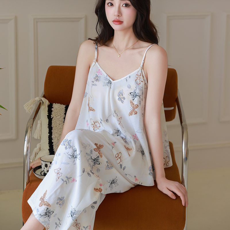 性感吊带睡衣女士夏季薄款透气家居服舒适气质纯欲风薄款休闲套装