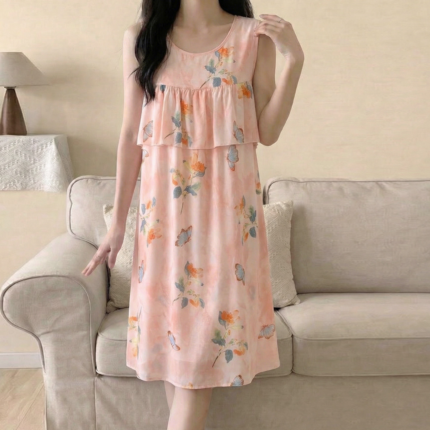 棉绸睡裙女款夏宽松无袖背心裙图片