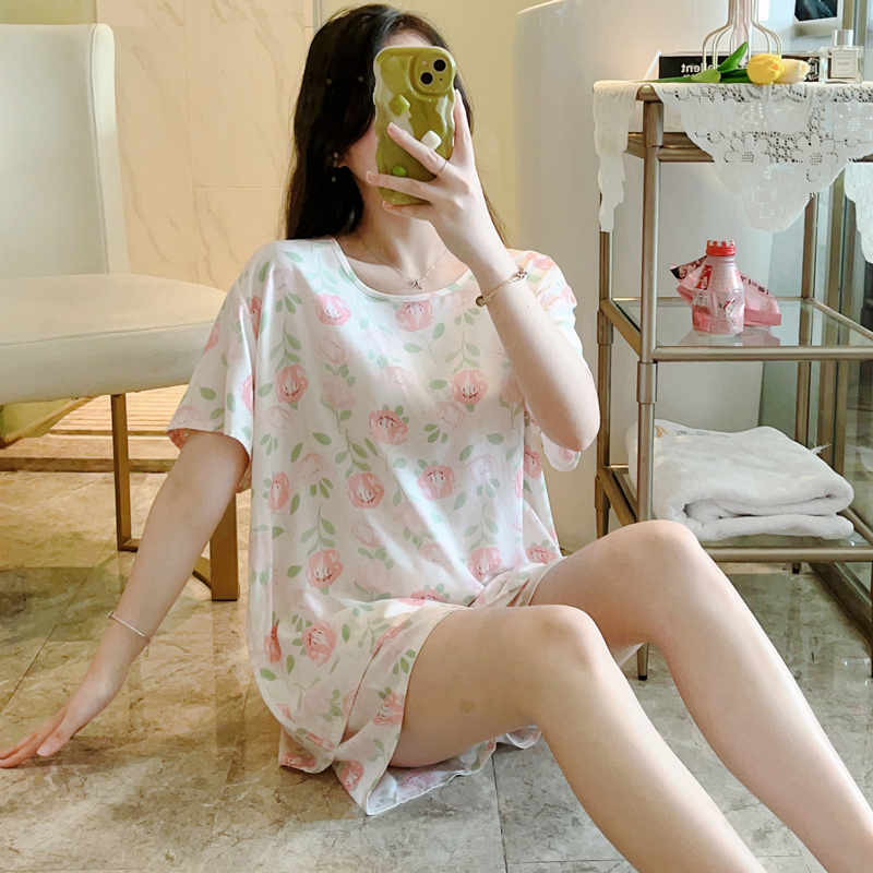 短袖棉绸睡衣女夏季新款女士